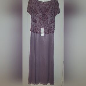Elegant Purple Lilac Short Sleeve Gown Perfect for Mother of the Bride or Groom.